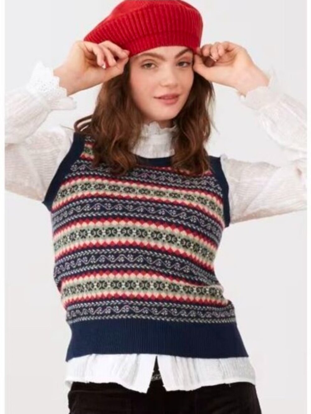J Crew Fair Isle Sweater Shell in Boiled Wool Blend Size Med NWOT